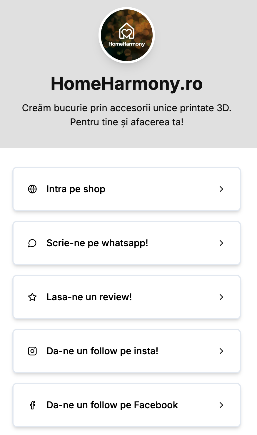 Previzualizare HomeHarmony pe mobil